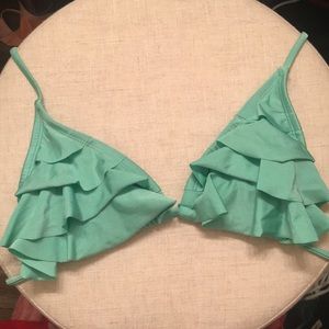 Ruffled baby blue bikini top